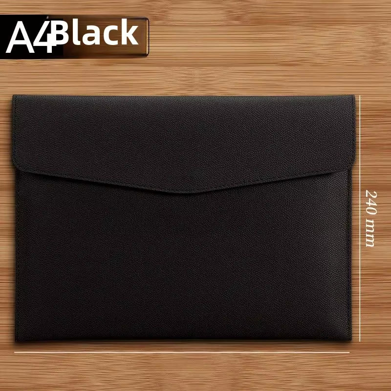 Thickened Leather File Bag Logo Printable A4 Waterproof Business Briefcase Document Folder Waterproof Document Bag for Office