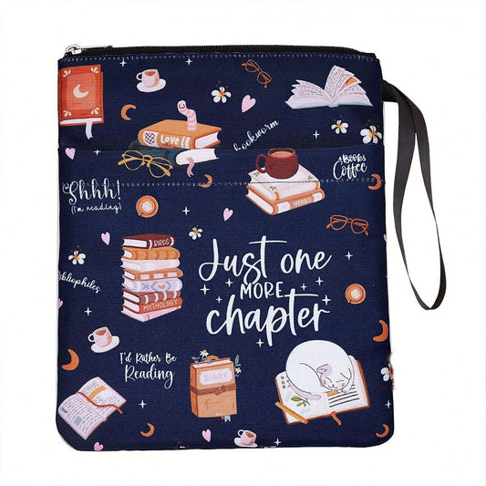 1 "Just Another Chapter" Book Cover with Zipper and Front Pocket - Humorous Illustration, Suitable for Paperback Book Cover
